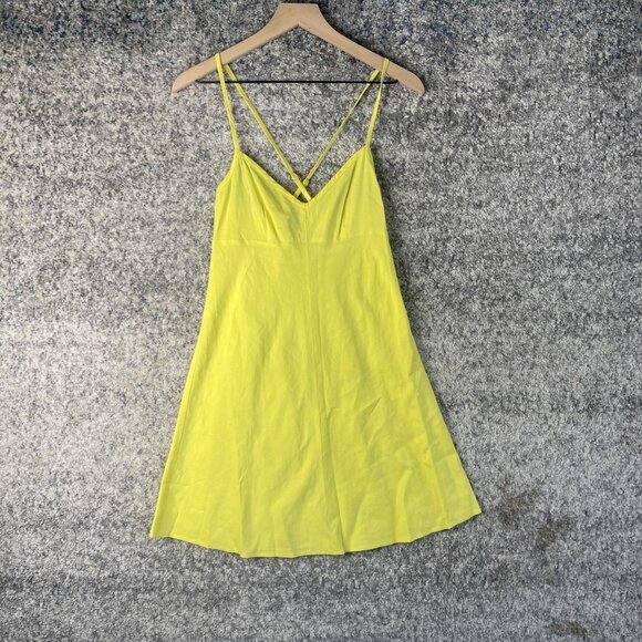 Theory Dress Womens 2 Yellow Strappy Slip Sundress Summer Party Casual Mini - Picture 1 of 6